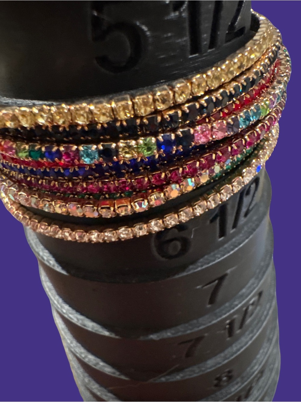 Multicolor Crystal Stackable Women's Bracelet Set - Gold Accents